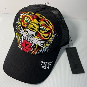 ED HARDY Embroidery Embellished and Mesh Combo Adjustable Circumference HAT